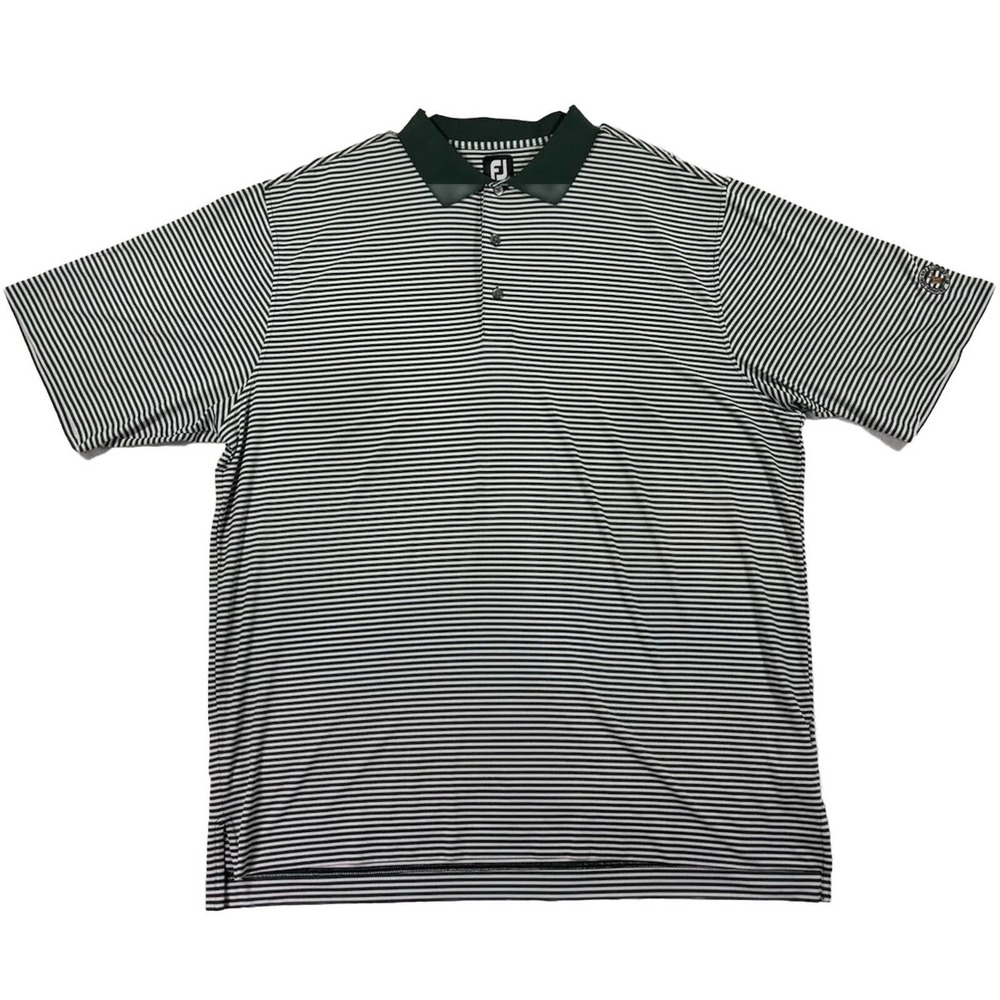 Footjoy FJ Golf Polo Men’s XXL Green Striped Birchwood Farms Golf & CC